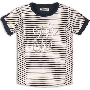 DJ Dutchjeans - T shirt meisjes White+Navy stripe - Maat 92