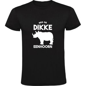 Red de dikke eenhoorn | Heren T-shirt | neushoorn  | dieren | stropers | bedreigde diersoorten | bescherming | jacht | Zwart