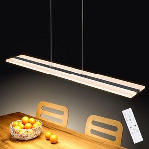 NETTLIFE LED Hanglamp - modern - wit - dimbaar met afstandsbediening - 38W in hoogte verstelbaar hanglamp - gemaakt van acryl - woonkamerlampe - voor keuken | slaapkamer | studie