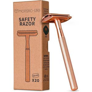 Duurzame Safety Razor met 20 RVS Scheermesjes – Perfect voor Vrouwen en Mannen – Zero Waste Geschenk