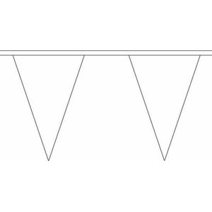 Polyester vlaggenlijnen wit 5 meter van stof - 12 buiten vlaggetjes per lijn - thema wit of bruiloft versiering