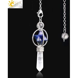 Pendel steen - Pendelen - Spiritueel - Pendelsteen - Natuursteen - Kwarts - Kristallen - Zeshoekig - Spits - Reiki - Chakra - Accessoires - Lapis