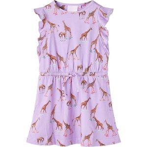 vidaXL - Kinderjurk - met - mouwen - met - ruches - en - trekkoord - 104 - lila