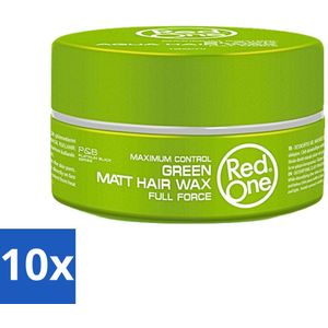 10 x Red One - Haarwax - Groen - Aqua Hair Gel Wax - Voor Stevige Styling & Verzorging - 150 ml - Hydraterende - Wateroplosbaar - Haarfixatie - Haarmodeleren - Frisse Geur