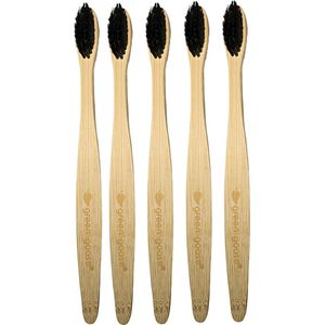 Tandenborstel Bamboo met houtskool haren 5 stuks | Bamboo Tooth Brush | 100% natuurlijk en vegan | Biologisch afbreekbaar | BPA-vrij | Naturel tandenborstel | Zacht en medium
