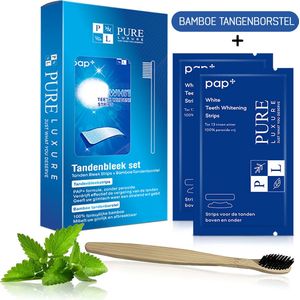 Transparante Teeth Whitening Strips - Inclusief Bamboe Tandenborstel - Whitestrips - Tanden bleekstrips - Whitening Kit - Tanden bleken - Tandenbleekset - black Friday
