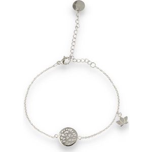 My Bendel zilverkleurige bedelarmband levensboom - Zilverkleurige armband met lotus levensboom bedel - Met luxe cadeauverpakking