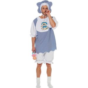 Wilbers & Wilbers - Grote Baby Kostuum - Geinige Baby Boy - Man - Blauw - Maat 54 - Carnavalskleding - Verkleedkleding