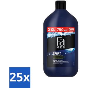 25 x Fa Men - Sport - Douchegel - Groene Citrus - 750 ml - Reinigend - Dagelijks Gebruik