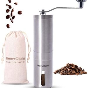 Coffee Grinder - Koffie molen - Handmatige Koffiemolen met Verstelbare Koffiebonenmaling en Reistas - Koffiemolen met Handslinger - Ideaal voor Verse Espresso Thuis, op Kantoor of voor op Reis