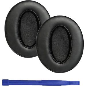 Allecto Plus - Zwarte koptelefoon-oordopjes van zacht eiwitleer en traagschuim, geschikt voor Sennheiser HD 450BT, HD 4.50BTNC, HD 4.40BT