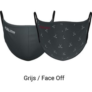 Bauer Mondkapje Wasbaar (Reversible) Grijs / Face Off