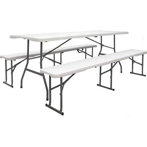 300kg biertentset 180 x 70 cm - weerbestendig voor 8 personen - eettafel set met 2 banken