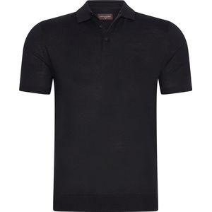 Cappuccino Italia - Heren Polo SS Plain Tricot Polo - Zwart - Maat L