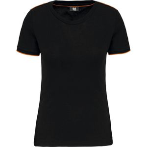 T-shirt Dames XS WK. Designed To Work Ronde hals Korte mouw Black / Orange 65% Polyester, 35% Katoen