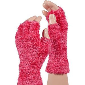 Apollo - Zachte handschoenen vingerloos - Fluor rose - one size - Vingerloze handschoenen kinderen - Carnaval - Party - Feestartikelen