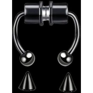 WiseGoods Premium 3 In 1 Nep Piercing Dames & Heren - Magneet Piercings - Sieraden - Neuspiercing - Neuspiercings - Cadeau - Zwart
