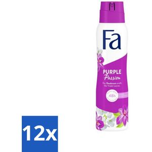 Fa - Purple Passion - Deodorant Spray - Violette Bladeren - 150 ml - Voordeelverpakking - 12 stuks