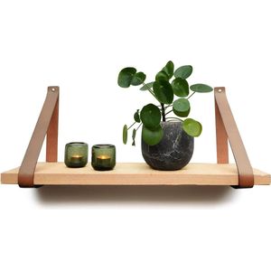 Leren plankdragers - Taupe - 2 stuks - Echt leer - Taupe plankendragers - Wandplank industrieel - Legplankdrager - Schapdrager