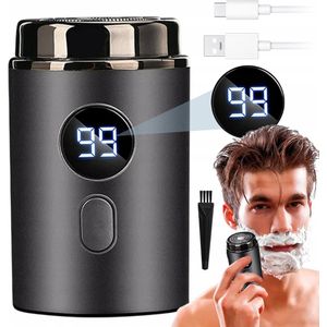 Mini Elektrisch Scheerapparaat - Geweldig Vaderdagcadeau - Afwasbaar - USB Oplaadbaar - Nat en droog - Zwart - LED-voedingsindicator - 300 mAh