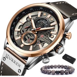 Curren - Horloge Heren - Cadeau voor Man - Horloges voor Mannen - 48 mm - Grijs Zilver