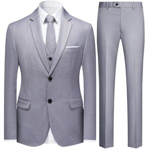 Allthemen Heren Business Effen Tweeknoops Enkelrijig Colbert - Slim Fit Blazer - Lichtgrijs - S