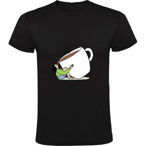 Grote koffie kop Heren T-shirt - warme drank - mok - cafeine