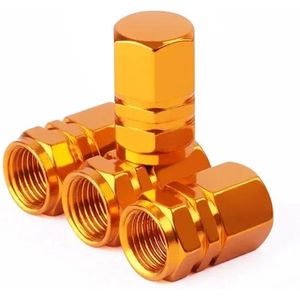Ventieldoppen - Auto - Motor - 4 stuks - Aluminium - Autowiel Ventiel Doppen - Band - Velg - Steel Covers - Auto Stofdichte Band Cap - Voor Auto en Motoren - Goudkleur