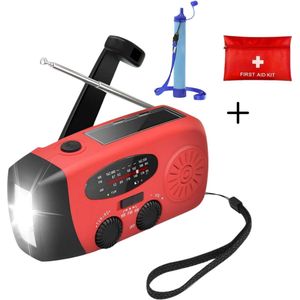 noodradio opwindbaar en batterij - noodradio solar opwindbaar - noodradio dab solar opwindbaar - Zaklamp - 2000 Mah - met zone oplader en opwinder Inc. EHBO-kit en waterfilter