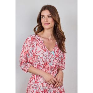 DIDI Dames Maxi dress Groove in Offwhite with Coral Garden print maat 46