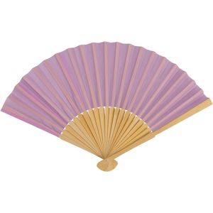 Spaanse handwaaier - pastelkleuren - lila paars - bamboe/papier - 21 cm
