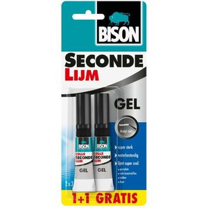 Bison secondelijm gel - 3 gram - 1+1 gratis