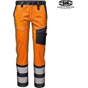 SIR SAFETY MISTRAL STRETCH Hi Vis Reflecterend Werkbroek HEREN Veiligheidsbroek Oranje Grijs - Met Kniezak - Met D ring - Waterafstotend