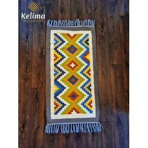 Handgemaakt Kelim vloerkleed 70 cm x 140 cm - Wol tapijt Kilim Uit Egypte - Handgeweven Loper tapijt - Woonkamer tapijt -  Oosterse Vloerkleed