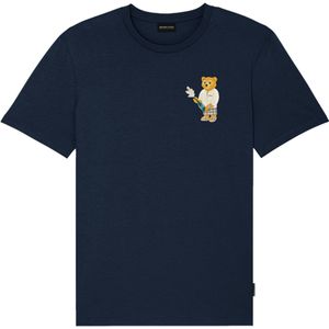 Baron Filou - CXIV - T-shirt - Navy Blue - Geborduurde Borstprint