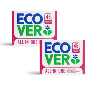 Ecover - All-in-One - Vaatwastabletten - 2 x 45 stuks - Plantaardig en Biologisch Afbreekbaar