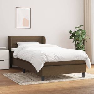 vidaXL Boxspring donkerbruin 90x200 cm Boxspringbed - Boxspring - Bed Frame - Tweepersoonsbed - Donkere Kleur - Houten Bed - Pocketed Spring Mattress - Adjustable Headboard