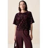 Sissy-Boy - Donkerrood t-shirt met pailletten