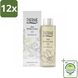 Therme - Zen White Lotus - Massageolie - Hydraterend - Verzorgend - 125ml - Voordeelverpakking - 12 stuks - Massageolie - Ontspanningsmassage