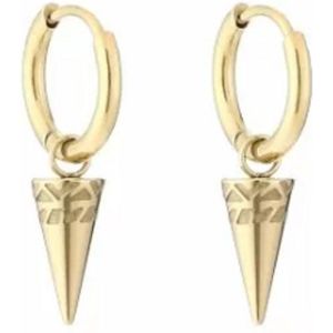 earrings with bali torch - hoops - oorringen met bedel - creool - stainless steel - kleur goud
