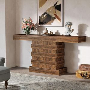 Tribesigns Consoletafel - Sidetable - Console - Haltafel - Metaal/Hout - Bruin - Industrieel - 160 x 80 x 30 cm - Console Tafel voor Hal, Woonkamer, Entree