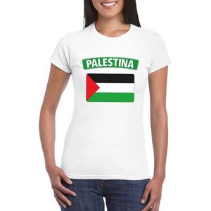 T-shirt met Palestijnse vlag wit dames XS