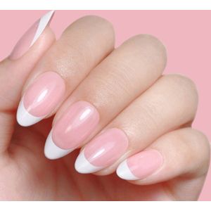 Soft Geltips Short Almond - Classic French Nails - Press Ons - French Manicure - 150 stuks Full Cover Frosted Nepnagels - Nepnagels met Lijm - Plaknagels met Lijm - 100 % soak-off - 150 stuks in Doos