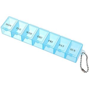 Pillendoos voor 7 dagen - Draagbare pillendoos - Zeven compartimenten voor vochtwering - Blauw