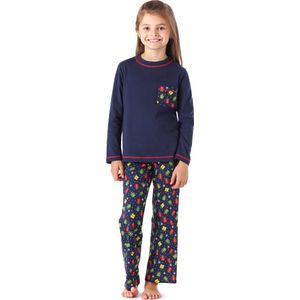 Merry Style Meisjes Pyjama - Lange mouwen - Lange broek - Katoen - MS-MS10-215-PJ - Marineblauw/Cadeaus - 122