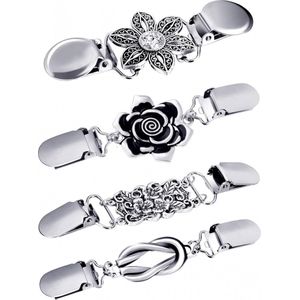 4 Stuks - Broche clip - Vestklem - Vestsluiting - Vestclip dames - Vestsluiting Dames - Vestspeld - Vestclip - Clip Met Haakje - Broche - Ketting - Blouse - Gebreide Jas - Jurken - Jas - Antislip Vaste Gesp - 4 Stijlen