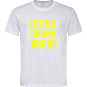 Wit Fun T-Shirt met “ Drink. Drank, Drunk “ print Geel  Size XXXXL