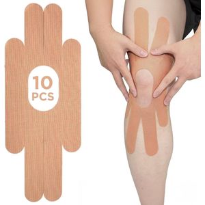 Enkelvoudige structuurpleisters | Voorgesneden knie-kinesiologiepleisters | Verpakking van 10, beige