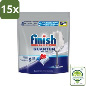 15 x Finish Powerball - Quantum All in 1 - Vaatwastabletten - 60 Capsules - Grootverpakking - Vaatwastabletten - Vaatwasser - Diepe Reiniging - Glans - Vaatwascapsules
