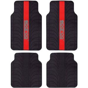 Vloermattenset voor auto Sparco SPC1913RS Universeel Zwart/Rood (4 pcs)